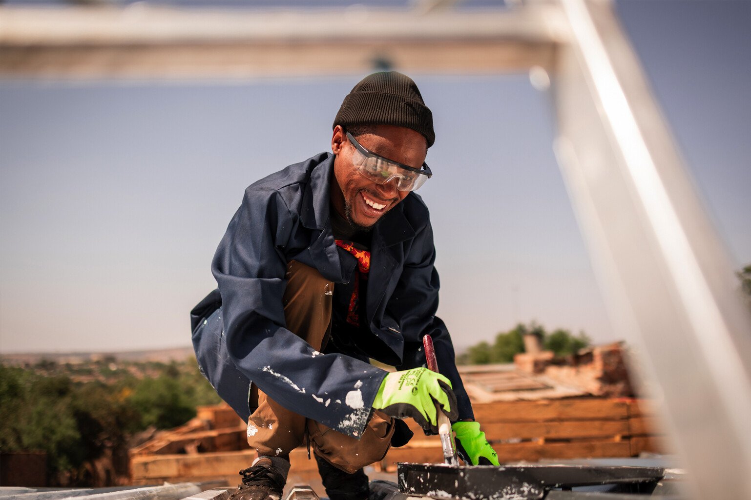 Roof in Pretoria is painted with a heat-reducing coating as part of the Heat Adaptation for Pregnant women and Infants study.