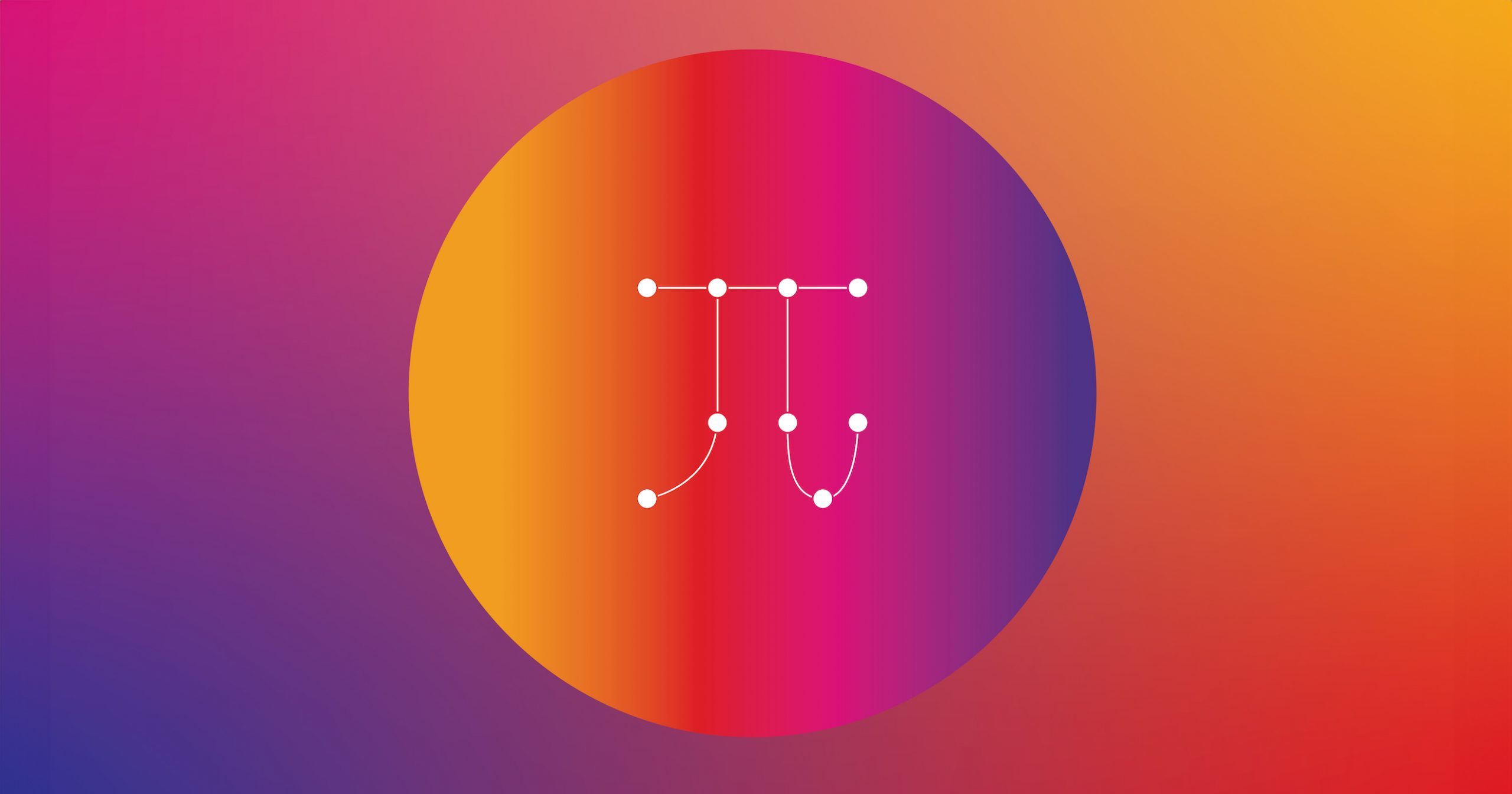 Circle with a Pi symbol in the center surrounded by warm color gradient
